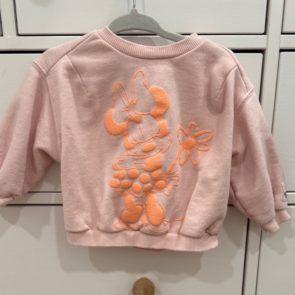Zara Kids Pink and Orange Minnie Mouse Sweatshirt